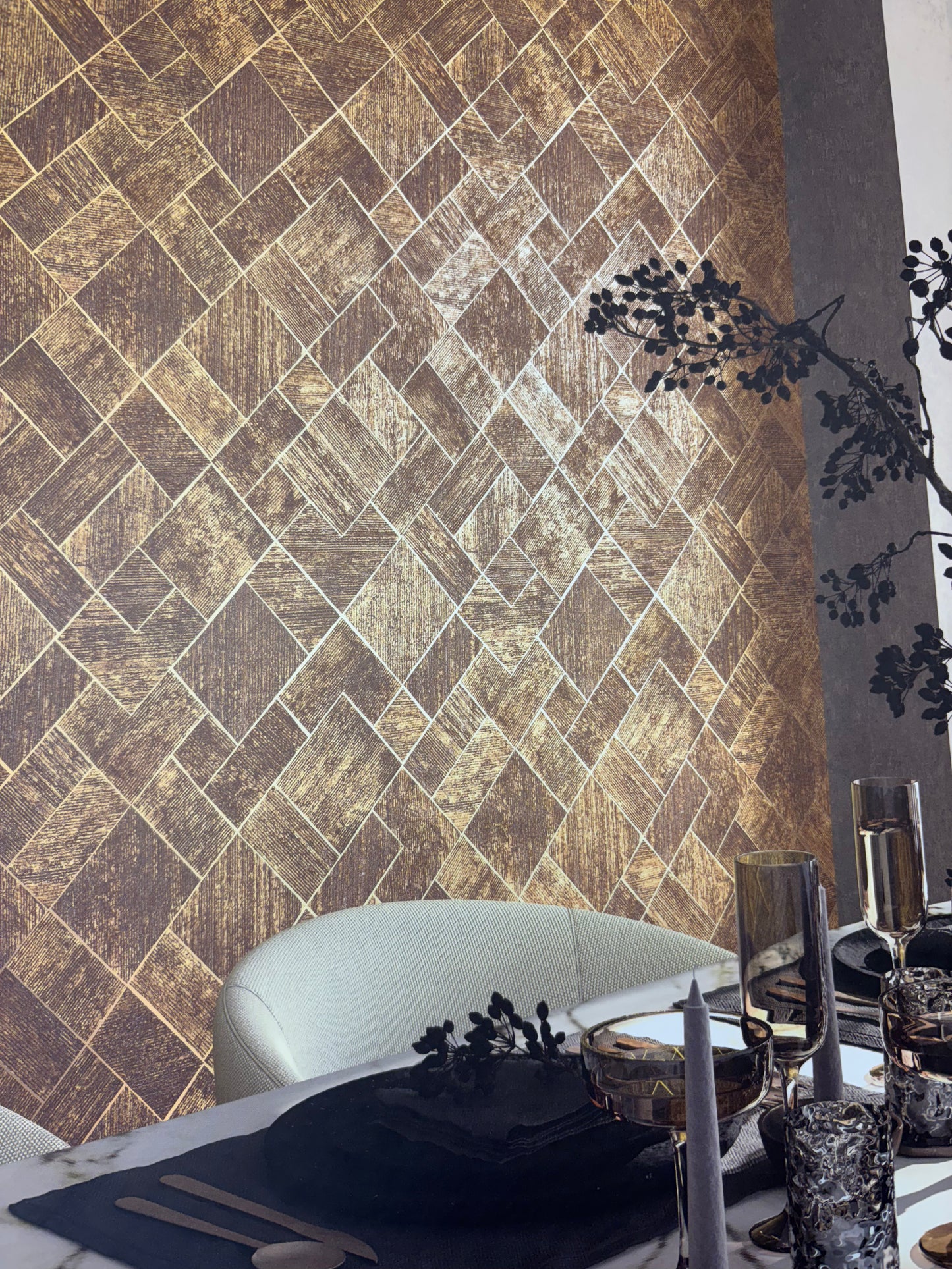 Tapete 35513 gold Kacheln marburg