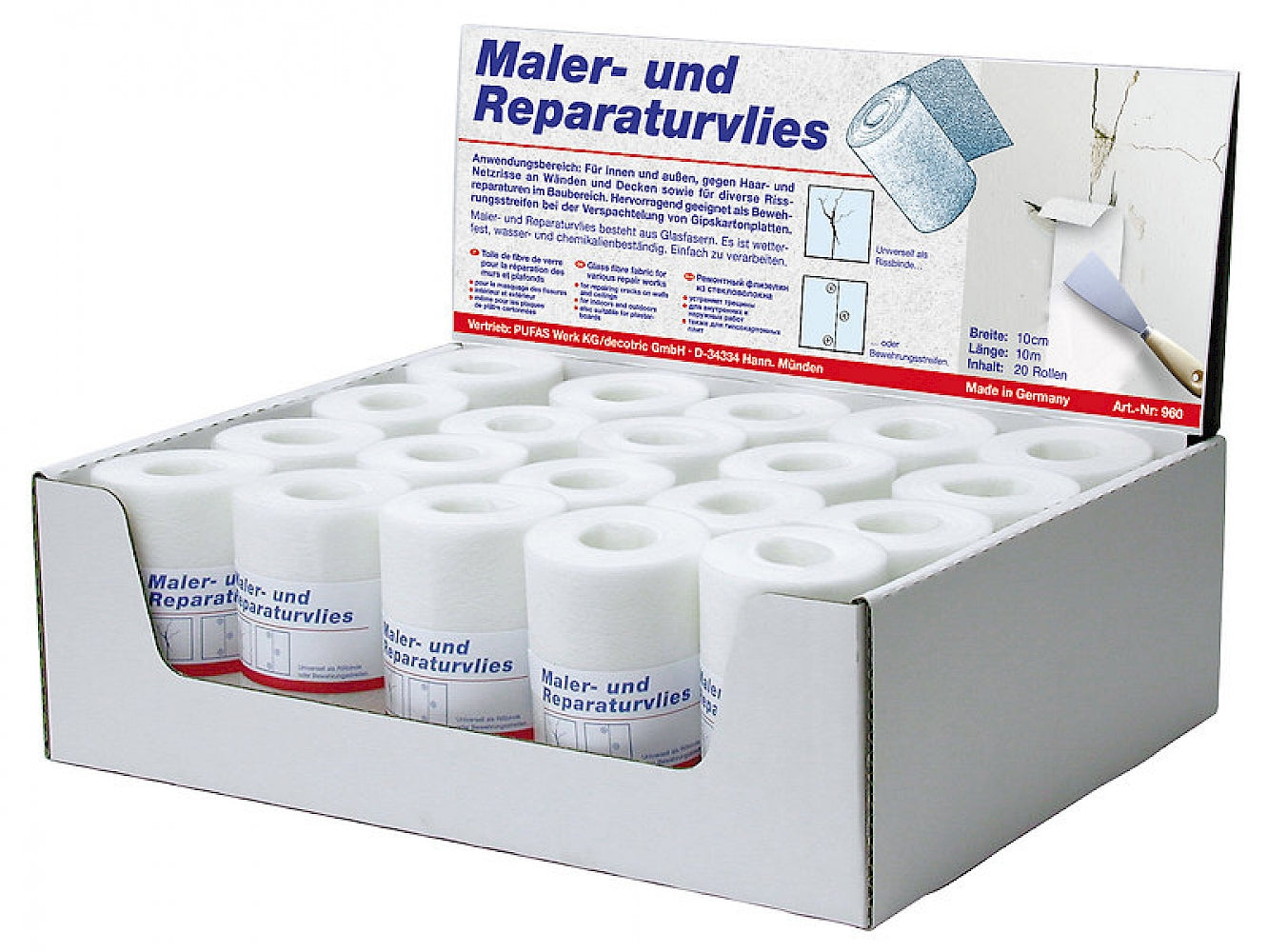 Pufas Maler- und Reparaturvlies 10 m x 10 cm